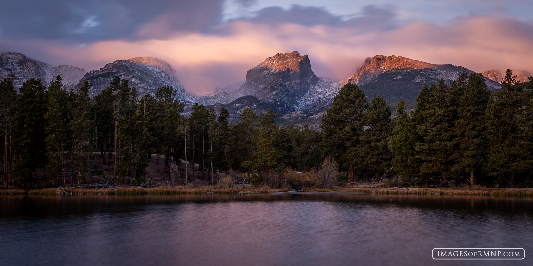 October 21, 2024 Clouds wrapped themselves around Otis Peak, Hallet Peak, and Flattop Mountain above Sprague Lake on a late October morning.